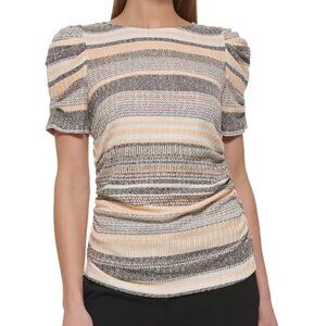 DKNY Striped Puff Sleeve Blouse (NWT)
